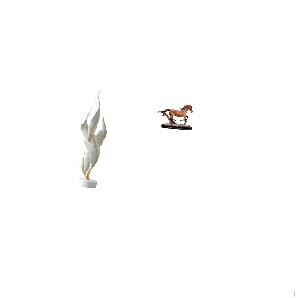 Feather Horse Sculpture Modern Statue Resin Collection Art Crafts Desktop Ornament Decorative