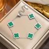 18K Titanium Steel Four-Leaf Clover Bracelet Fashion Charm Hand Jewelry Five-Leaf Bracelet