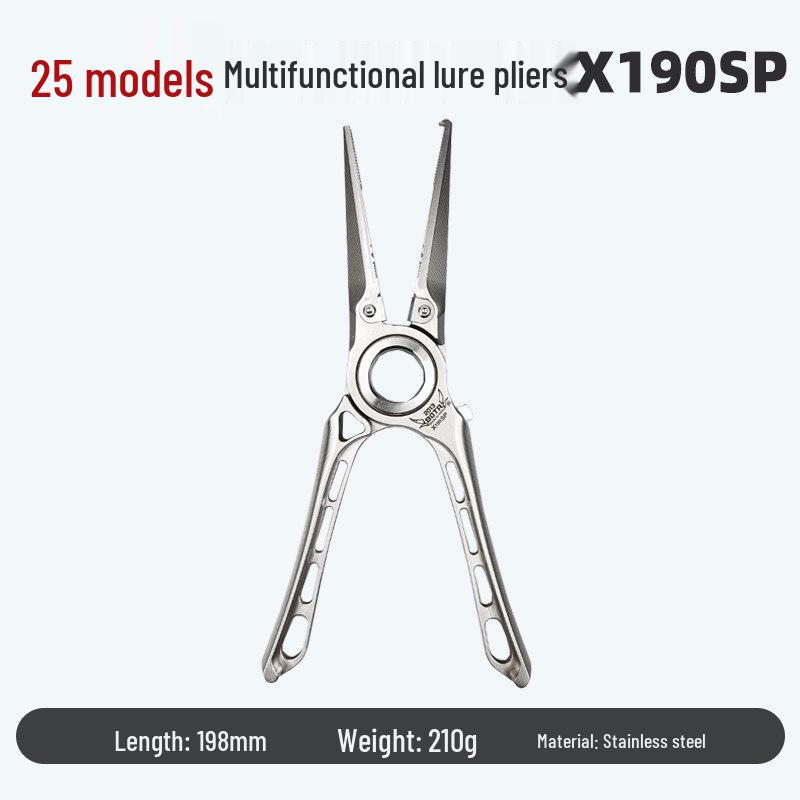 Titanium Gold Edition Multifunctional Pliers: 25 Models Pig Bait Lure, PE Line Scissors, Hook Remover, Precision Forged Split Ring Opener.