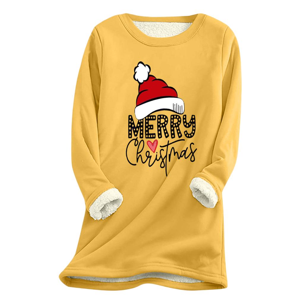 Dame Juleprint Tykk Plysj Lammeull Varm Lang Topp