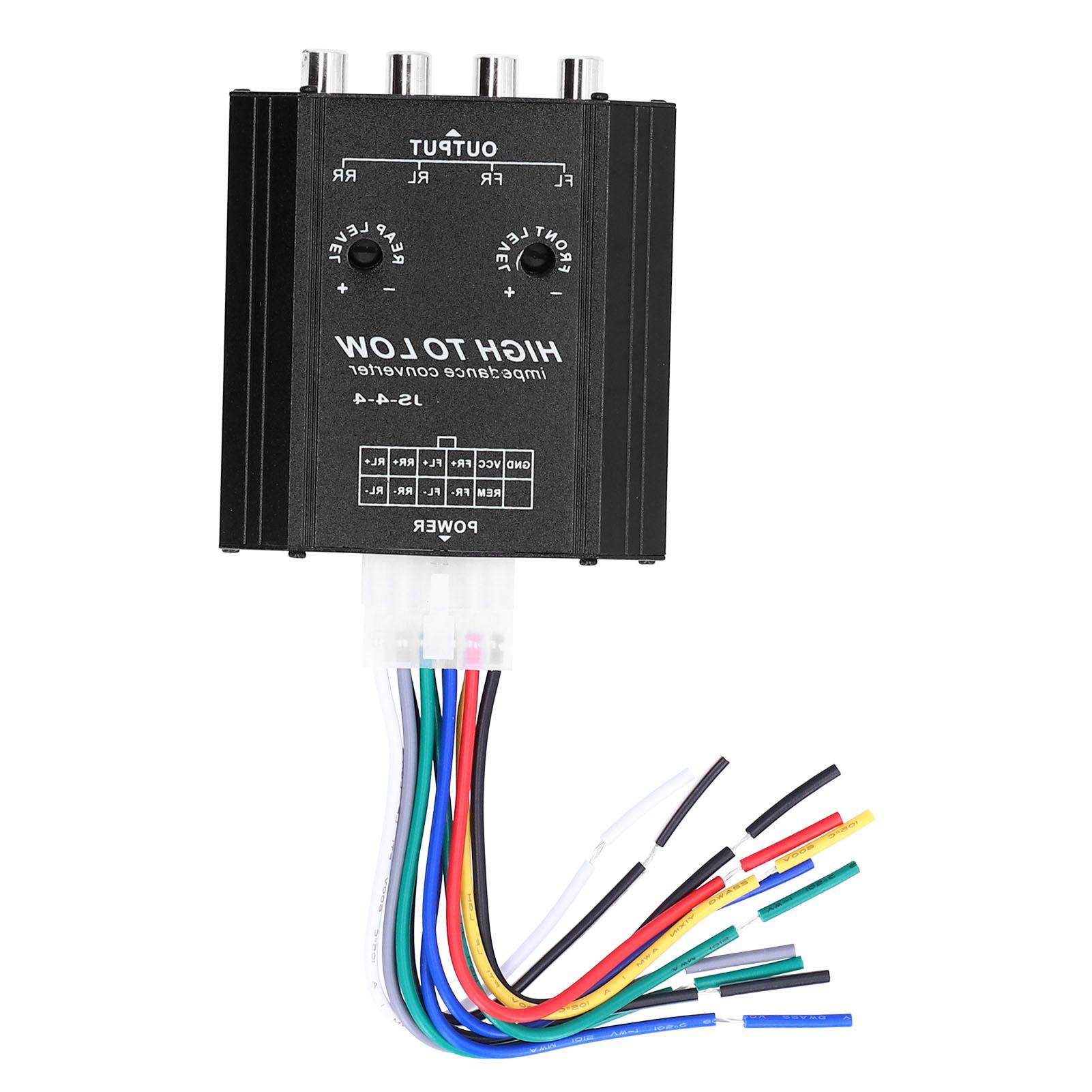

12V 4 Channel Audio Impedance Converter High to Low RCA Line Car Stereo Radio Speaker Frequency