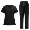 Unisex V-Neck Medical Work Scrub Suit with Pockets and Straight-Leg Pants