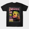 Men Black Print T-shirt Famous Monsters Of Filmland No-Cut Transfer Paper Print Cotton Tshirt