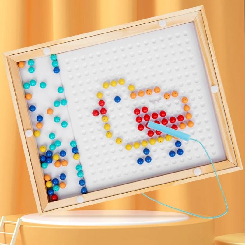 Magnetic Drawing Board for Toddlers Magnet Beads and Pen Drawing Board Montessori Educational Sensory Travel Toys Gifts for Kids