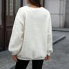 Women's Fashionable Round Neck Long Sleeved Loose Letter Embroidered Pullover Hoodie Top