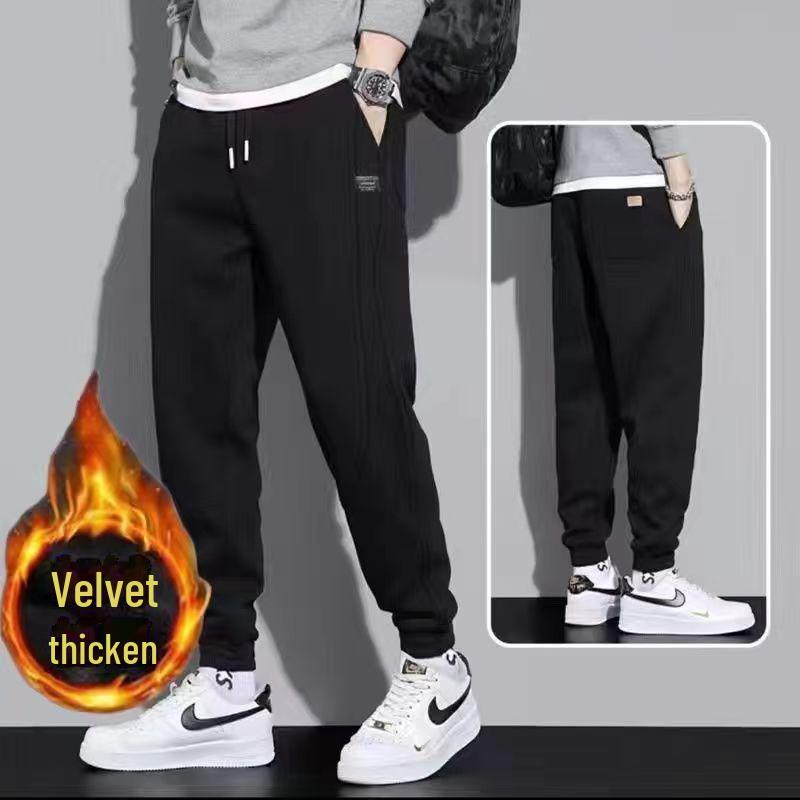 Men's Velvet-Lined Sweatpants - Thick, Trendy, Versatile Sports Trousers for Spring and Autumn