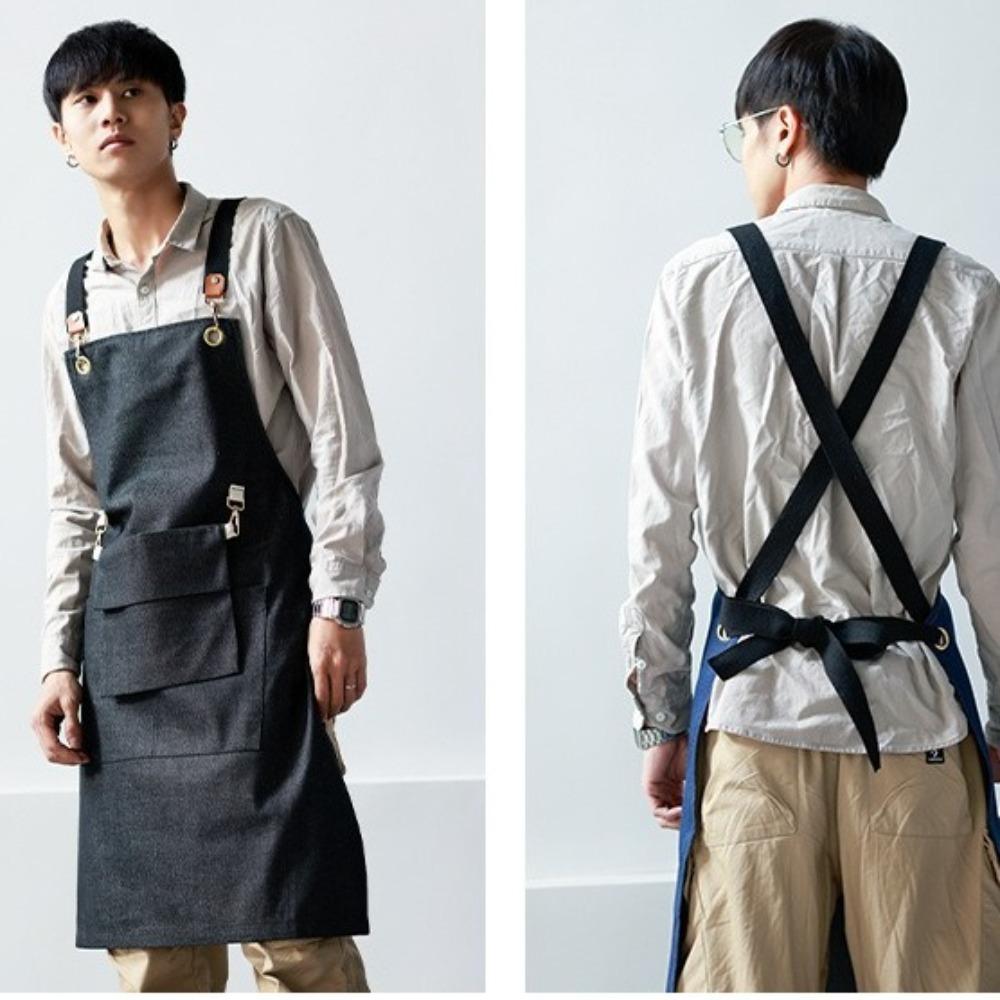 Multi-Pocket Kitchen Aprons Adjustable Cooking Aprons Portable Work Apron  Grilling