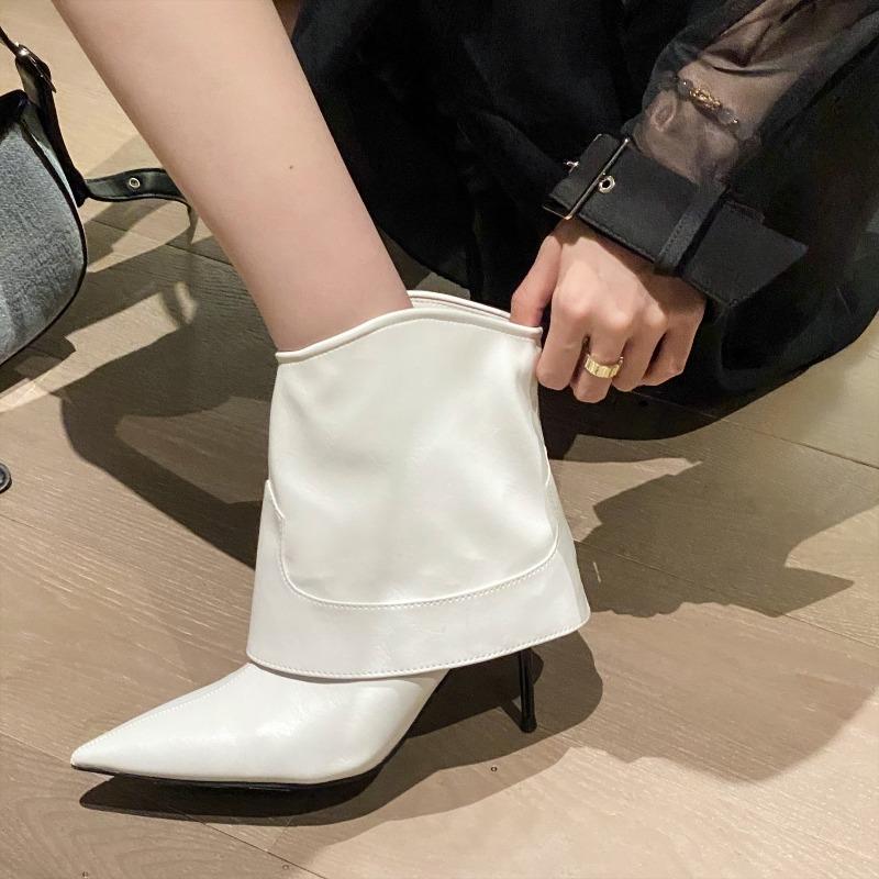Fashion 2025 New French Retro Pointed Toe Stiletto High Heel Booties Feminine Versatile Fashion Boots