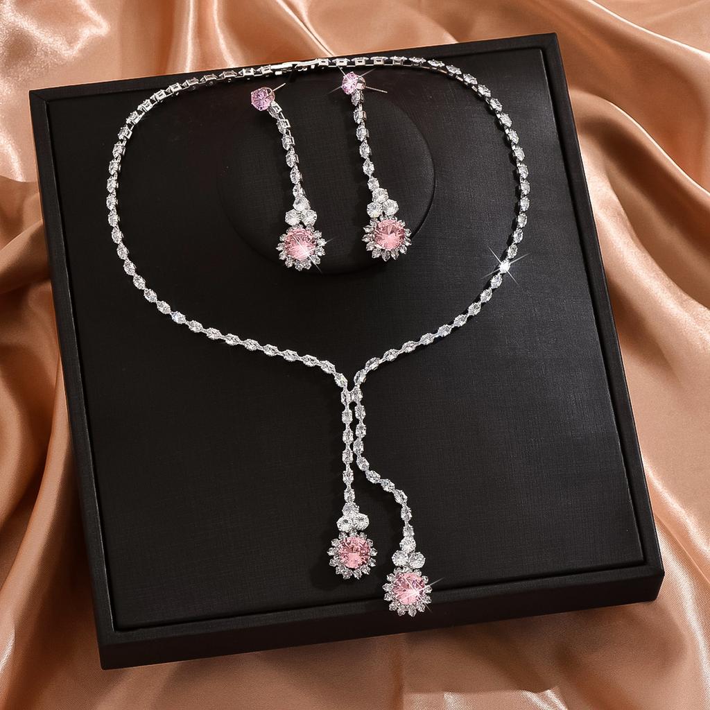 Women's Flower Necklace Earrings Jewelry Set for Wedding Party Festival Accessories Gifts