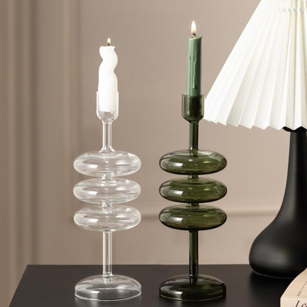 Nordic Colorful Glass Candle Holder Candlestick Holder for Wedding Table Centerpieces Modern Living Room Decor Candlestick Gift
