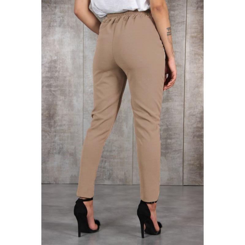 Women Clothing Casual Belted Elastic High Waist Harem Pants Long Trousers