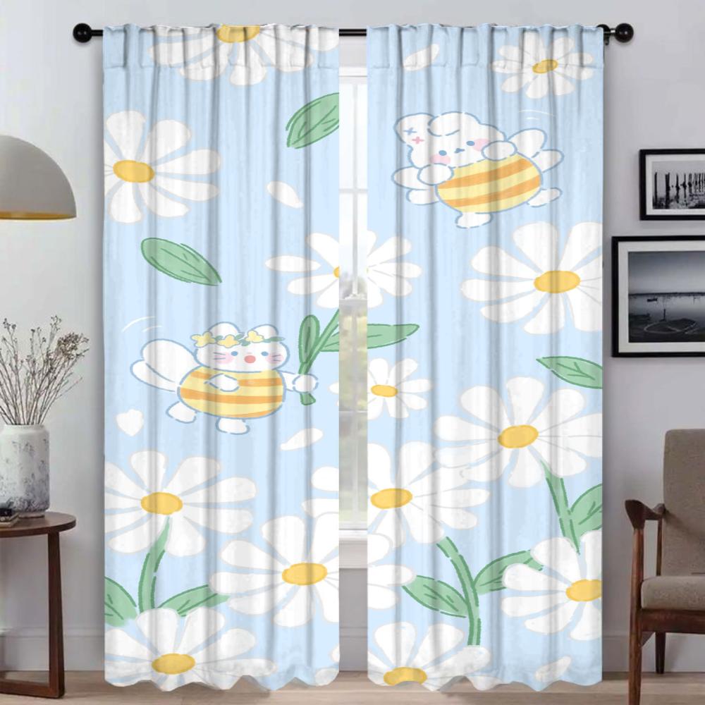 Cute Kitchen Curtains for Living Room Shades Window Curtain Home Interior Curtains 2 Pieces Tulle for Bedroom Partition Blackout