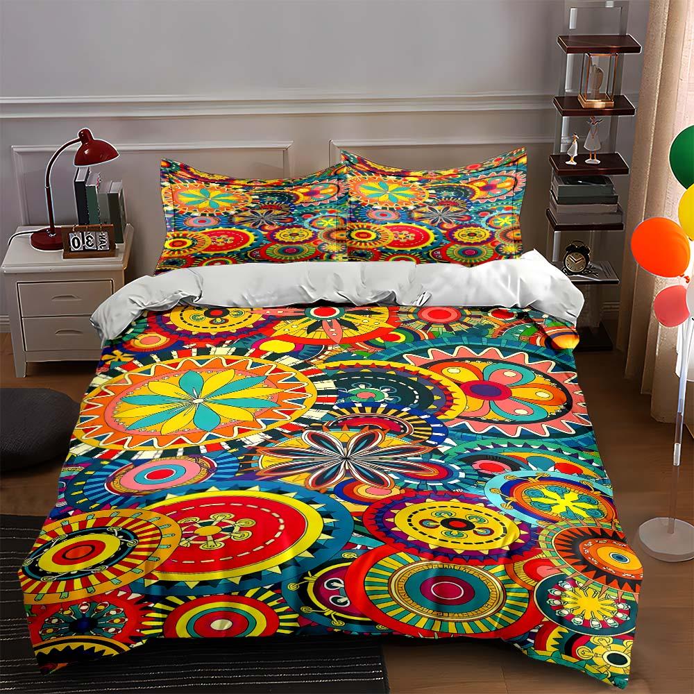 

Colorful mandala wheels Bedding Duvet cover sets Duvet covers Pillowcases gifts (1 * Duvet Cover 2 * Pillowcases, without duvet insert) 135x200cm