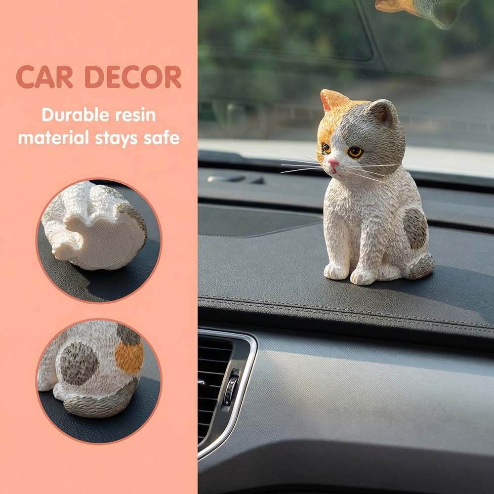 Gato Laranja Gato Estátuas Figurinhas Tigre Manchas Estilo Desenho Animado Gato Sentado Modelo de Animal de Estimação Expressão Deprimida Design Fofo Decoração de Gato