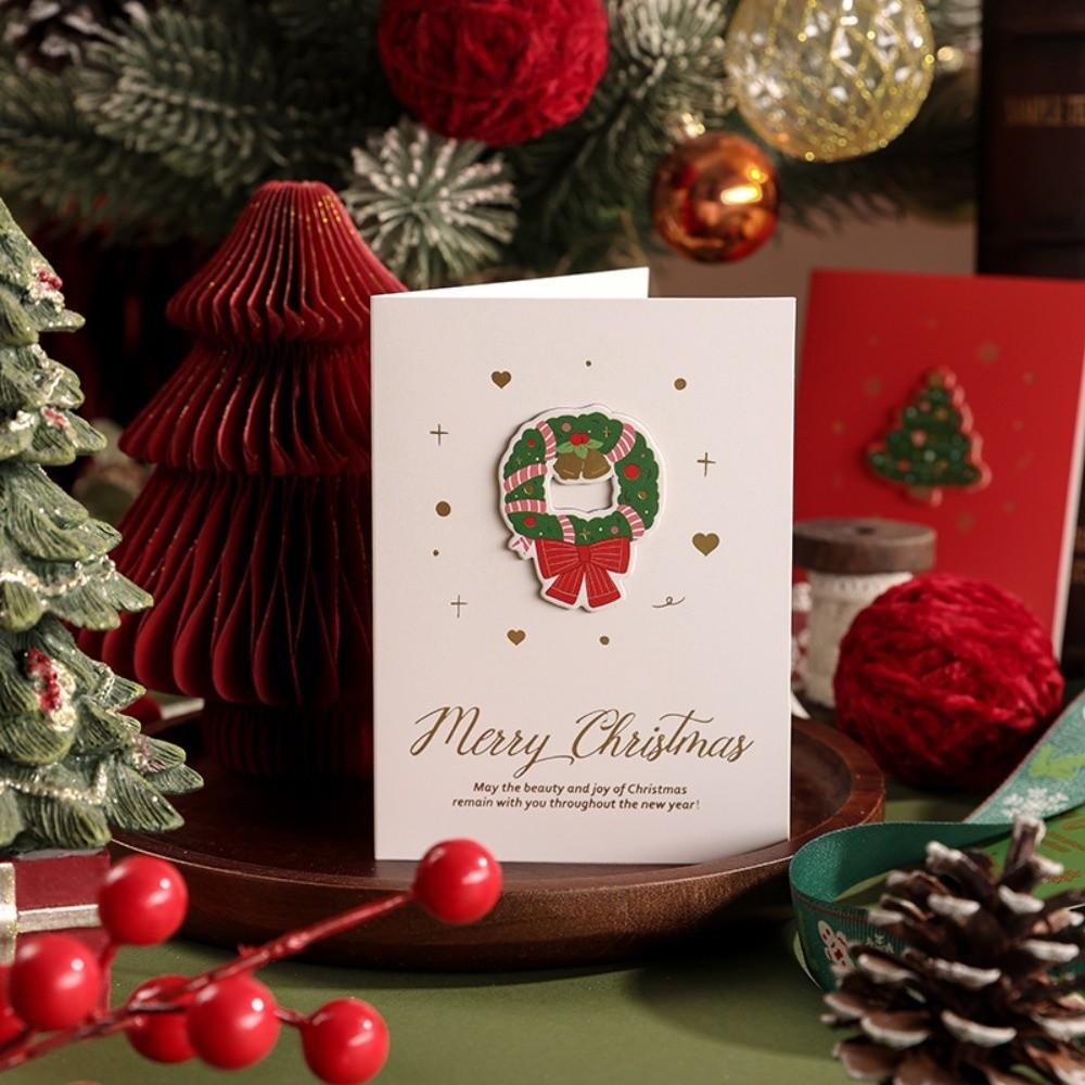10pcs 3D Merry Christmas Greeting Cards DIY Greetings Postcard Creative Blessing Cards New Year