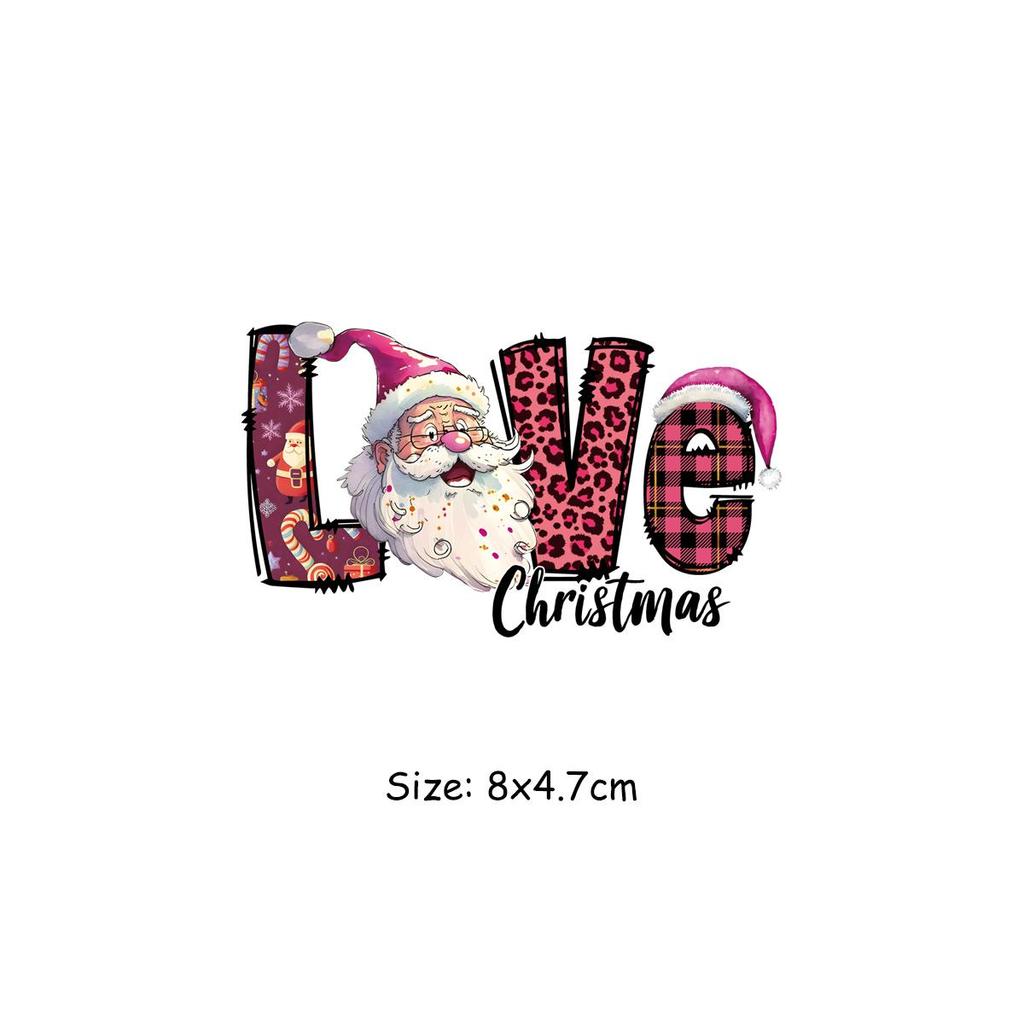 Love Christmas Iron-On Transfer Diy Accessory Washable Clothes Appliqued Heat-Adhesive Transfer Arts Crafts Ironing Sticker
