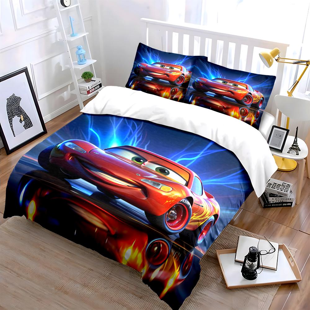 Red Sports Car Bedding Three-Piece Set Bedding Set (1 Duvet Cover, 2 Pillowcases, Duvet Not Included)