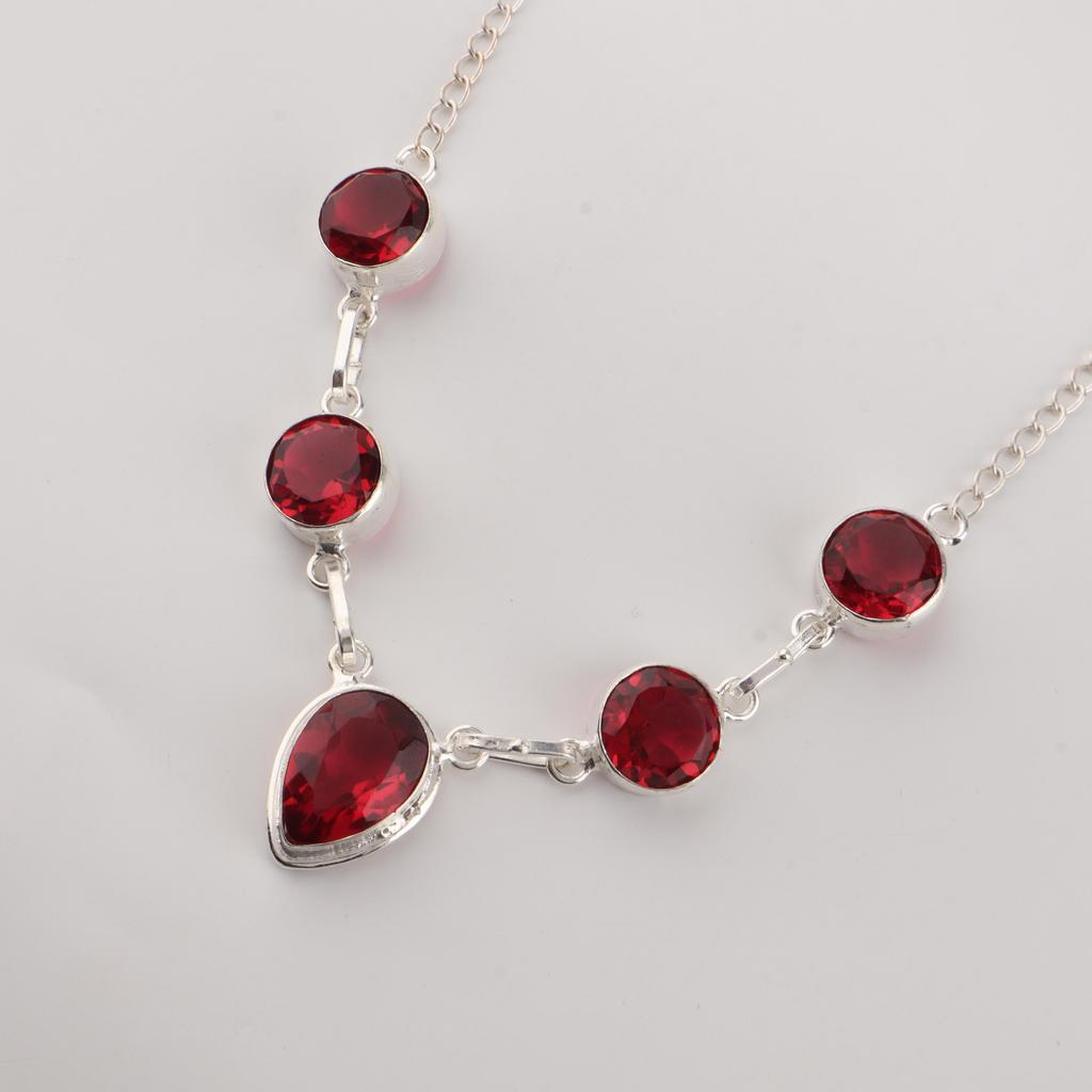Natural Pink Rubellite Gemstone Silver Necklace 16-18" 925 Sterling Silver Handcrafted Jewelry RN-3-11