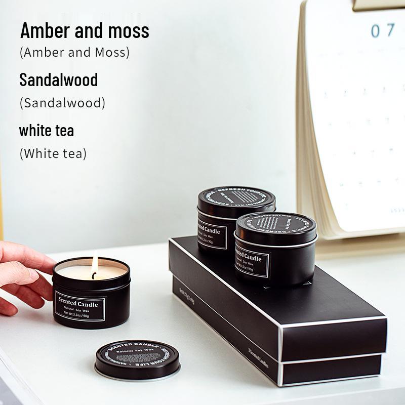 3-Piece Black Iron Festival Candle Gift Set - Scented Soy Wax Cylinders