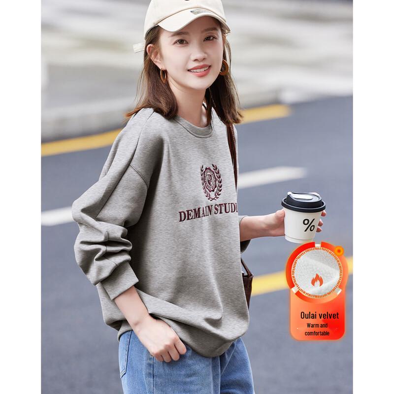 Women's Commuter Round Neck Letter Air Layer Sweatshirt