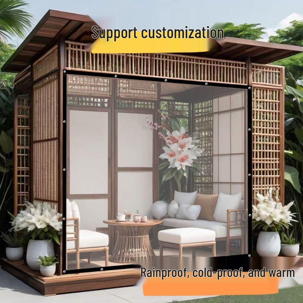 Wind, Rain & Cold-Proof Transparent Courtyard Enclosure Cloth with Edging & Eyelets - Greenhouse Window Seal for Balcony