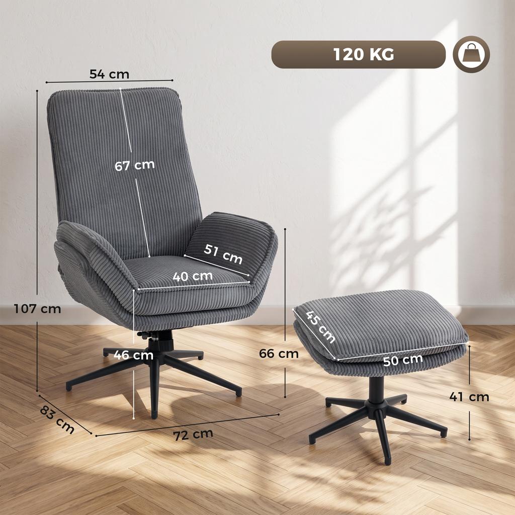 Relax Armchair With 130 Degree Reclining Function TV Armchair With Ottoman And Steel Frame Gray