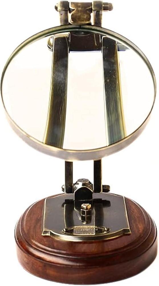 

5X Латунна настільна лупа з регульованою підставкою та дерев яною основою Вінтаж M аеро