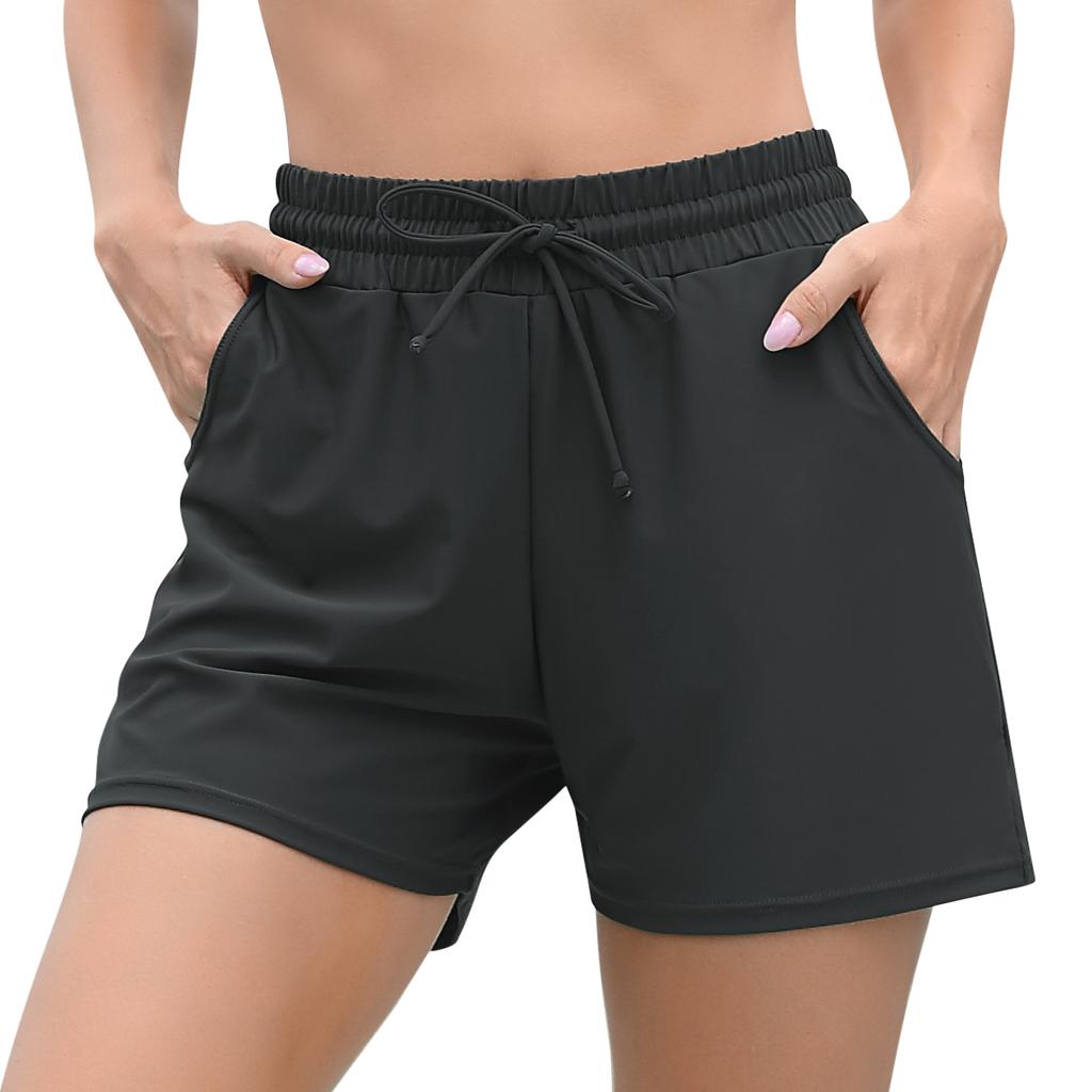 CHARMLEAKS Charmo Damen-Badeshorts, einfarbig, Tankini-Unterseite, Träger-Bademode, Slips, Jungen-Shorts mit Taschen
