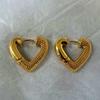 18K Gold Plated Geometric Heart Earrings with Granular Texture - Luxury Design