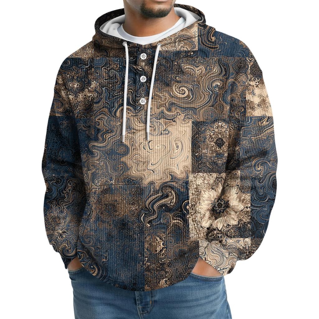 Men's Knit Hooded Sweatshirt Casual Long-Sleeve Sweatshirt