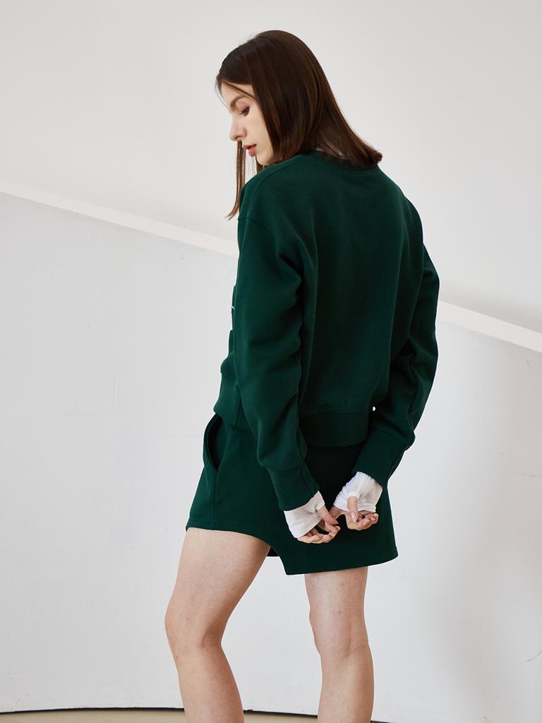 Olinkeompeulliteu Cutout Sweat Mini Skirt (Green)