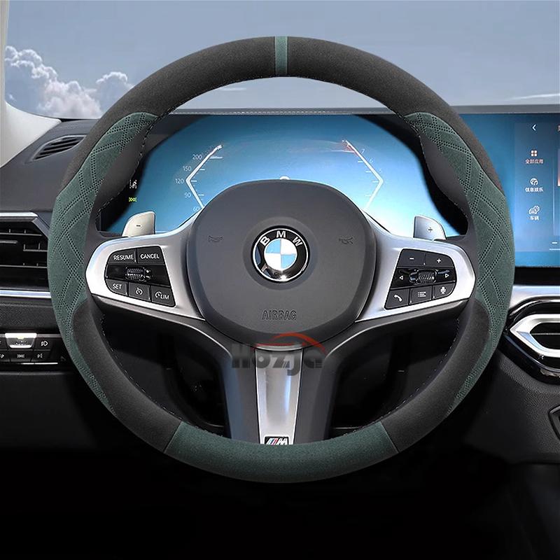 AAAOV1 Suede Leather Car Steering Wheel Cover for BMW 1 3 4 5 Series I5 I4 Z4 X3 M5 M4 M440i M3 M2 M135 2025 Auto Accessories