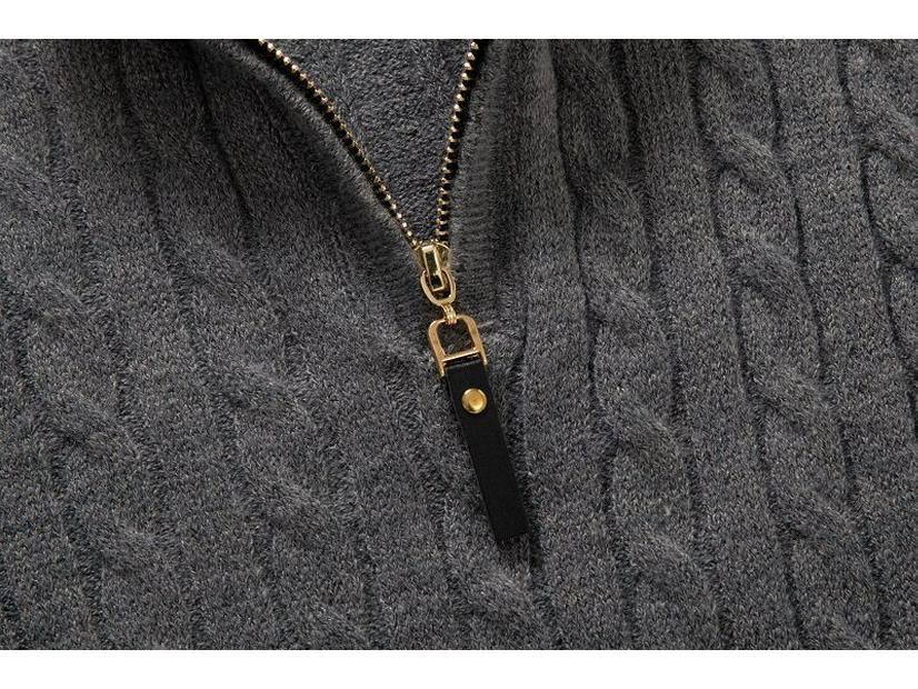 Men's Winter Cable Knit Half-Zip Sweater - Casual Fashion Base Layer