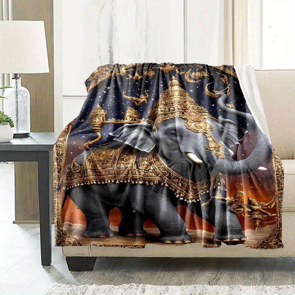 Elephant Outdoor Blanket Soft Warm Throw Blanket Nap Blanket For Couch Sofa Office Bed Camping Travel Multipurpose Gift Blanket For All Season