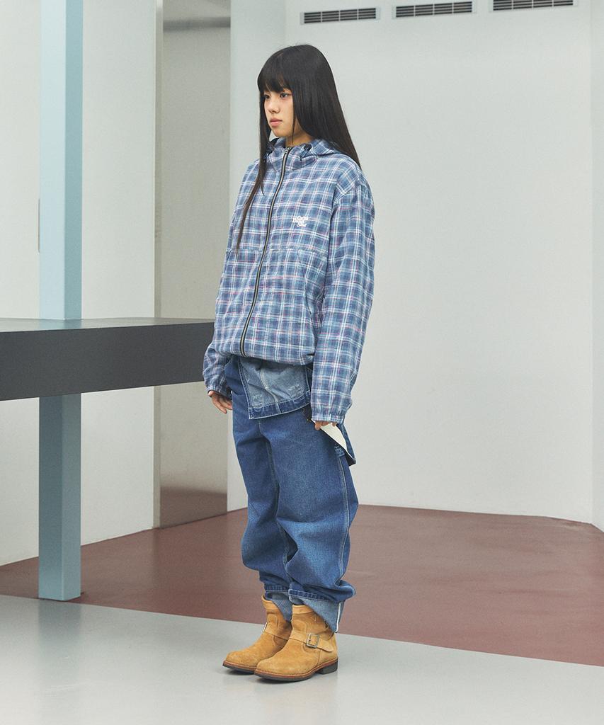 Cavish Kapuzen Karos Windbreaker Blau(Cv2Fsub962A)