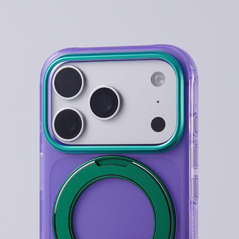 Translucent For MagSafe Frosted Phone Case For iPhone 17 17Pro Max 16 pro max 360 Rotating Bracket Wireless Charging Matte Cover