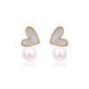 Natural Freshwater Pearl Earrings Women's Design Sense Love Stud Earrings New Korean Ins Sense Retro Earrings Silver Needle Tide