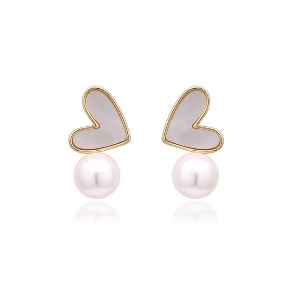Natural Freshwater Pearl Earrings Women's Design Sense Love Stud Earrings New Korean Ins Sense Retro Earrings Silver Needle Tide