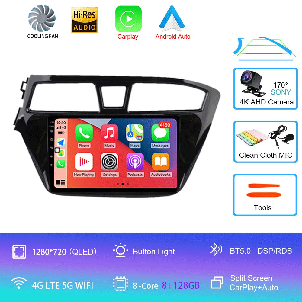 Car Radio Android 14 Carplay Auto 2K Screen Multimedia Video Player For Hyundai I20 2 II GB 2014 - 2018 2 Din Autoradio Stereo