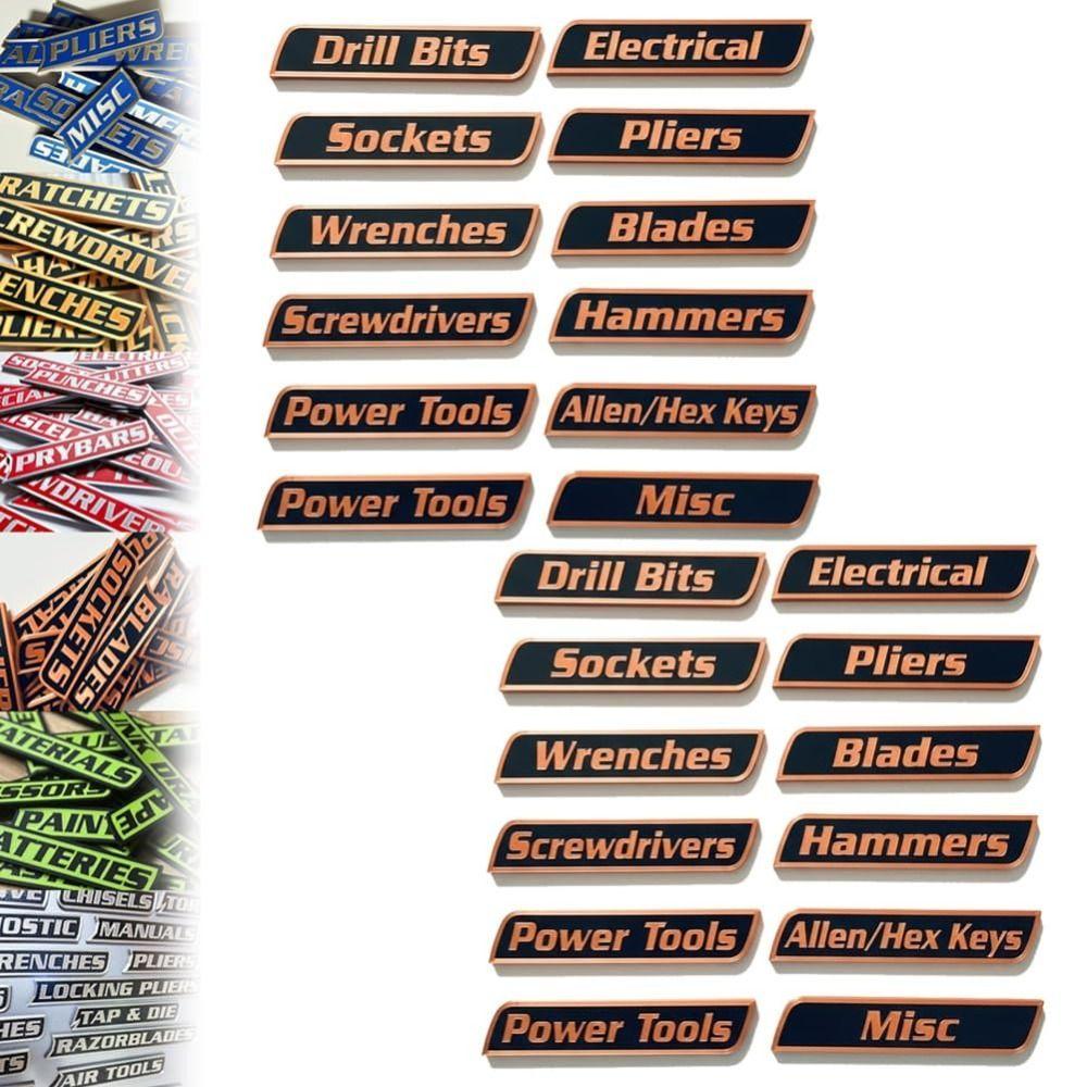 Portable 3D-Printed Tool Box Labels  For Steel Toolboxes Carts Drawers and Cabinets