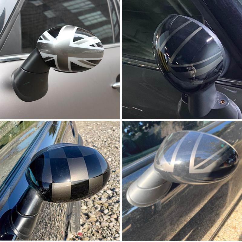 För Bmw Mini Cooper S Hatchback Cabriolet R50 R52 R53 Svart Flagga Backspegelkåpor Dekoration Bil