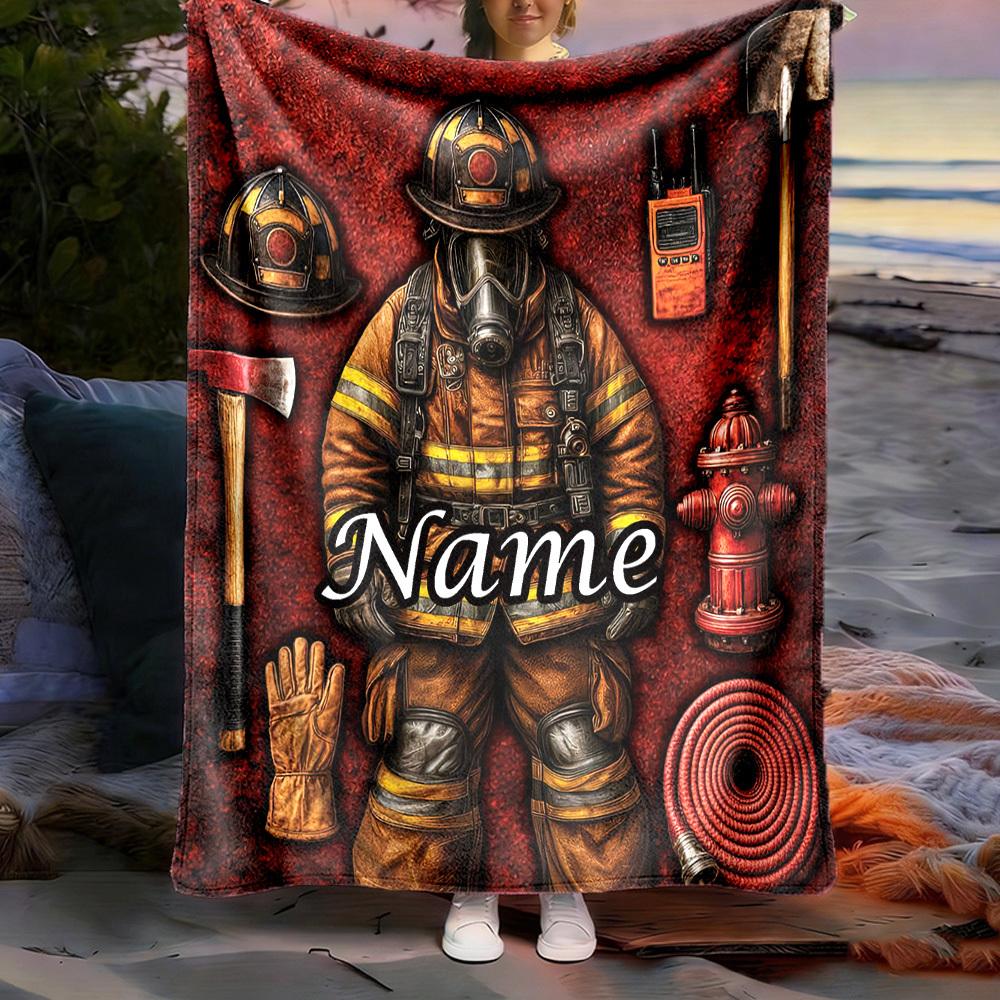 Outdoor Customize Blanket Firefighter Theme Comfortable Soft Lightweight Allseason Multipurpose Blanket For Travel Camping Picnics Sofa Office Bed