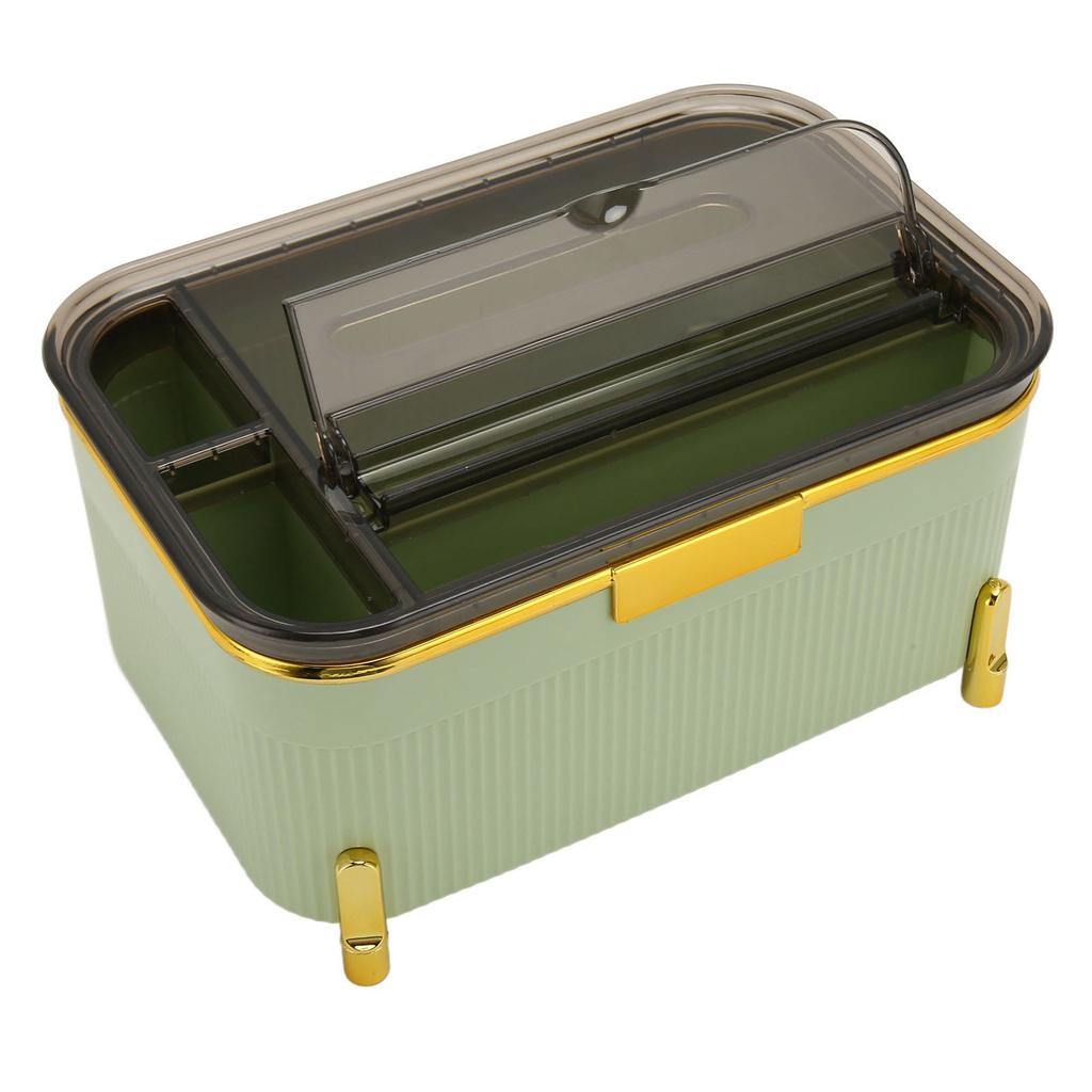 Tissue Box Holder with Storage Raised Bottom Multi Purpose Tissue Box Organizer for Pens