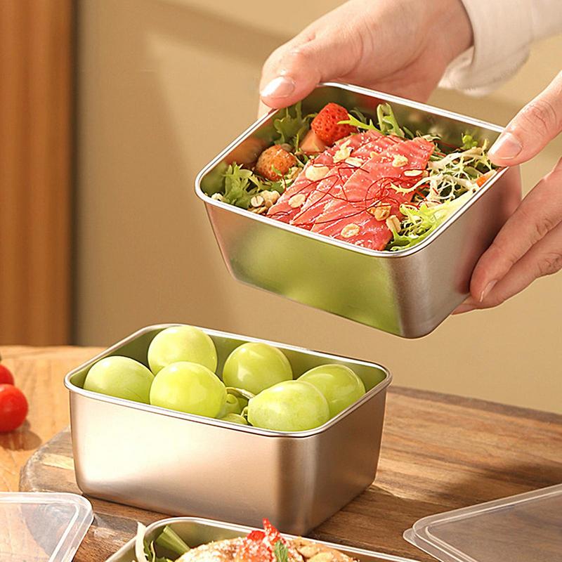 

Коробка для хранения свежих продуктов из нержавеющей стали, герметичный контейнер для хранения продуктов с крышкой, коробка для еды бенто, инструмент для пикника на открытом воздухе и кемпинга