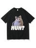 Cute Huh Cat Meme T Shirts Funny Cool Classic Men Women Clothing Harajuku Aesthetic Tshirt Vintage Unisex Streetwear Cotton Tops