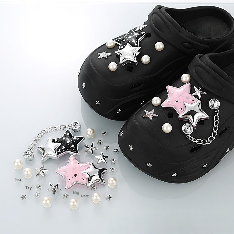 Detachable Star Pearl Sandal Chain Accessories DIY Metal Shoe Parts Fashion Elegant Look for Summer Shoes Custom Decor