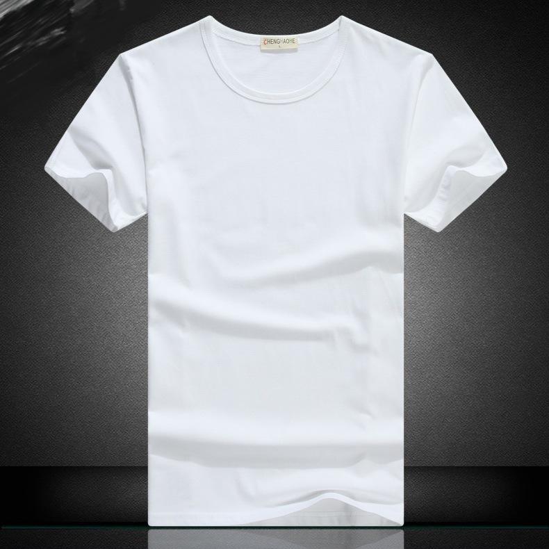 Men's Korean Style Slim Fit Short Sleeve T-shirt in Pure White for Couples