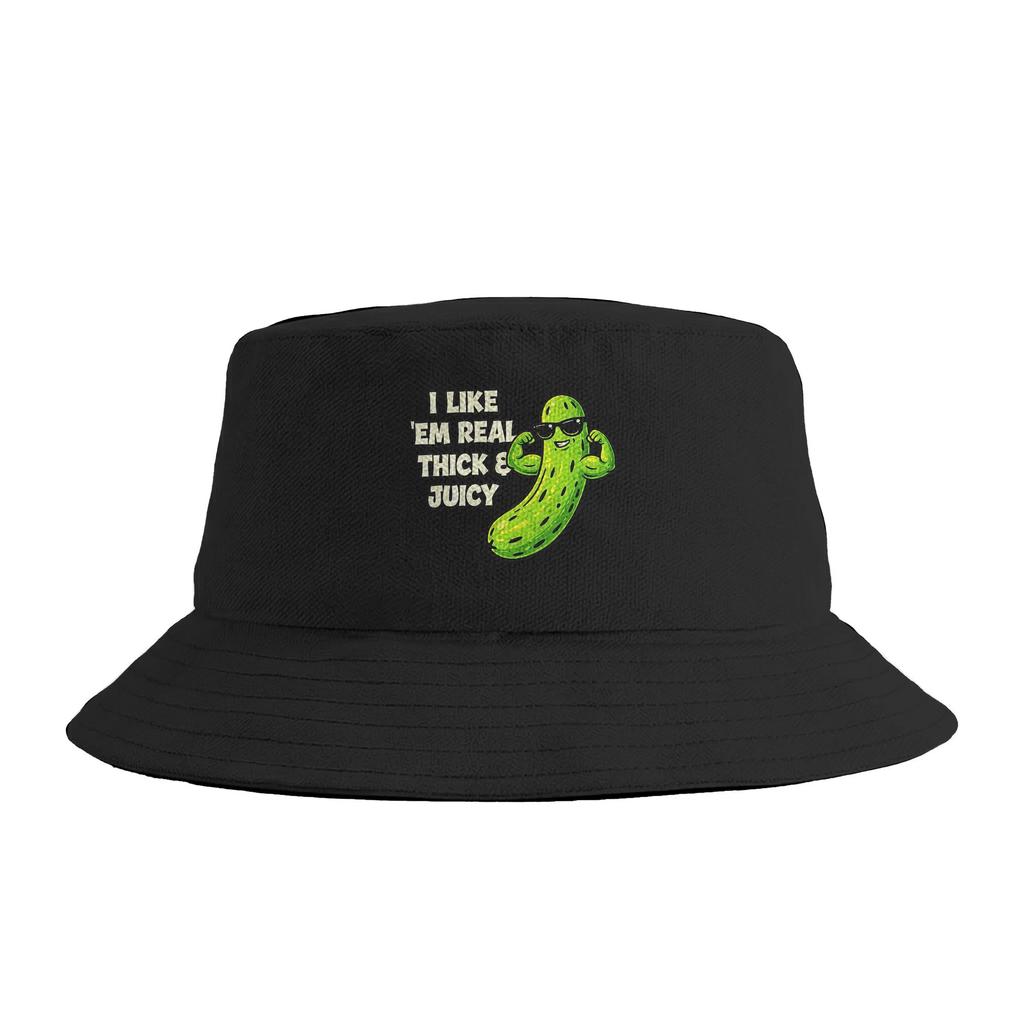 I Like Em Real Thick And Juicy Funny Strawberry Bucket Hat Summer Casual FisherUnisex Hats For Couple Breathable Fishing Caps
