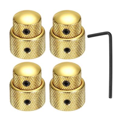 Uxcell 4pcs Metal Guitar Knobs Inch Universal Volume Tone Knobs with Bass Speed Control Gold 1/4 Wrench,