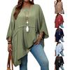 Women's Batwing Sleeve Loose Fit Top with Asymmetric Hem Casual Multi Colors Blouse
